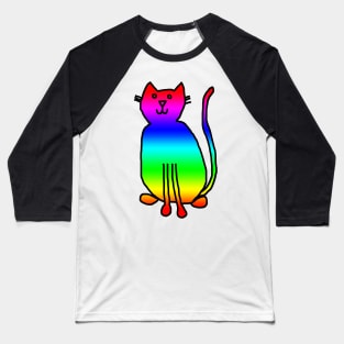 Bright Cat Rainbow Baseball T-Shirt